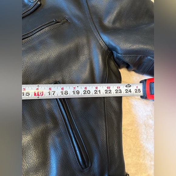 River Road Cropped Moto Heavy Leather Jacket Size L Men’s 44 Black Zip Road Trip - Picture 5 of 14